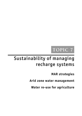 TOPIC 7 Sustainability of Managing Recharge Systems