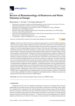 Review of Biometeorology of Heatwaves and Warm Extremes in Europe