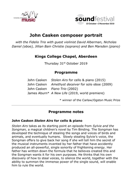 John Casken Composer Portrait