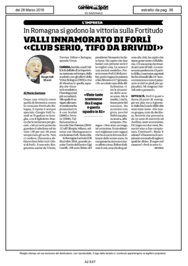 Valli Innamorato Di Forlì «Club Serio, Tifo Da Brividi»