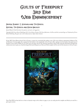 Cults of Freeport 3Rd Era Web Enhancement