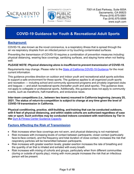 Youth Sports Guidance