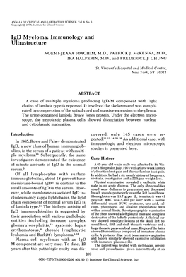 Igd Myeloma: Immunology and Ultrastructure