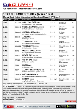 16:20 CHELMSFORD CITY (A.W.), 1M 2F