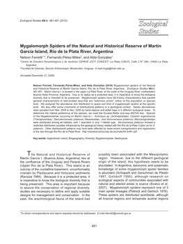 Mygalomorph Spiders of the Natural and Historical Reserve of Martín