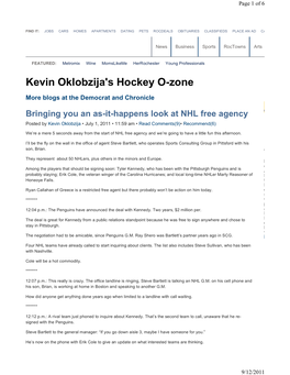 Kevin Oklobzija's Hockey O-Zone