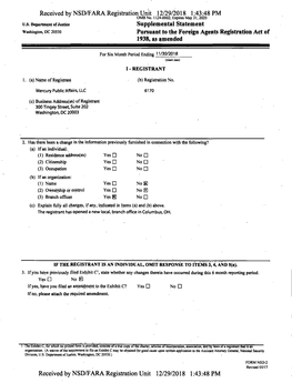 Received by NSD/FARA Registration Unit 12/29/2018 1:43:48 PM J 49 OMB No