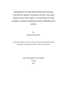 Assessment of the Perceptions of Lusaka