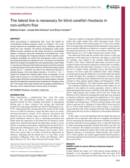 The Lateral Line Is Necessary for Blind Cavefish Rheotaxis in Non-Uniform Flow Matthew Kulpa1, Joseph Bak-Coleman2 and Sheryl Coombs1,*