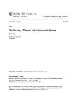 The Seminary of Treguier in the Seventeenth Century