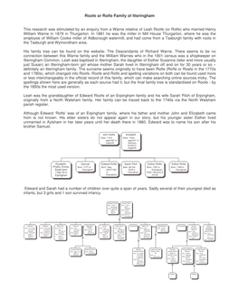 Roofe Or Rolfe Family Web Article 29Aug2009