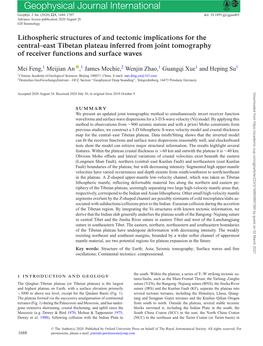 Lithospheric Structures of and Tectonic Implications for the Central–East Tibetan Plateau Inferred from Joint Tomography of Receiver Functions and Surface Waves