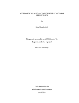 Adoption of the Automated Phoropter by Michigan Optometrists