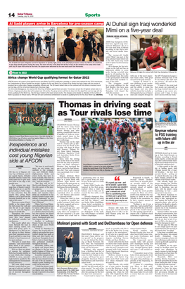 Thomas in Driving Seat As Tour Rivals Lose Time