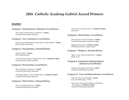 Gabriel Award Winners