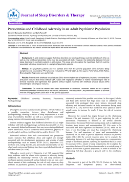 Parasomnias and Childhood Adversity in an Adult Psychiatric Population