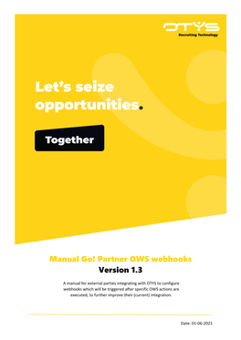 Manual Go! Partner OWS Webhooks Version 1.3