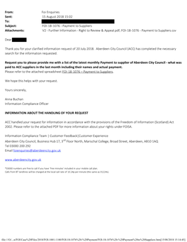 FOI-18-1076 - Payment to Suppliers Attachments: V2 - Further Information - Right to Review & Appeal.Pdf; FOI-18-1076 - Payment to Suppliers.Csv