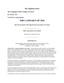 The Campaign of 1814: Chapter 16, Part I