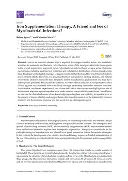 Iron Supplementation Therapy, a Friend and Foe of Mycobacterial Infections?