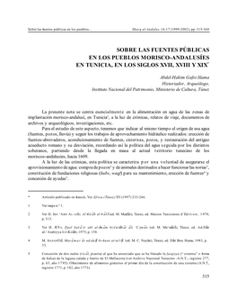 Pdf Sobre Fuentes Públicas En Los Pueblos Moriscos-Andalusíes En