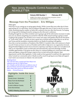 New Jersey Mosquito Control Association, Inc. NEWSLETTER