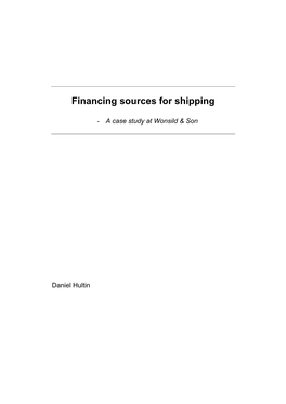 Financing Sources for Shipping