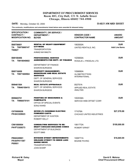 DEPARTMENT of PROCUREMENT SERVICES Room 403, City Hall, 121 N