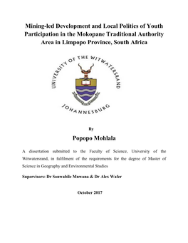 Mining-Led Development and Local Politics of Youth Participation in the Mokopane Traditional Authority Area in Limpopo Province, South Africa