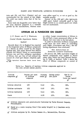 Lithium As a Fungicide on Celery