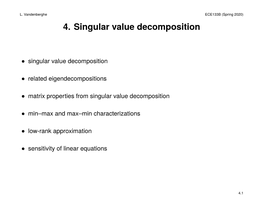 4. Singular Value Decomposition