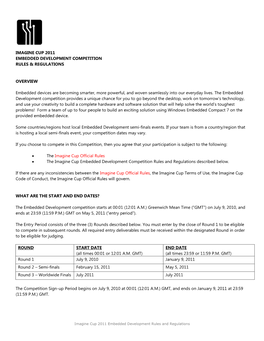 Imagine Cup 2011 Embedded Development Competition Rules & Regulations