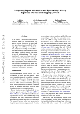 Arxiv:1710.07394V2 [Cs.CL] 22 May 2018 Elucidate Public Opinion Surrounding Polarizing Quires Minimal Human Supervision and Can Be Eas- Events