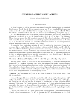 COUNTABLE ABELIAN GROUP ACTIONS 1. Introduction in These