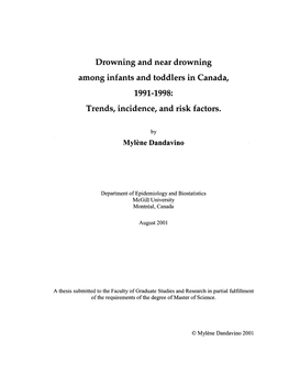 Drowning and Near Drowning Among Infants and Toddlers in Canada, 1991-1998: Trends, Incidence, and Risk Factors