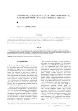 Gazellospira Torticornis (Aymard, 1854) from the Late Pliocene Locality of Sésklo (Thessaly, Greece) ⅲ