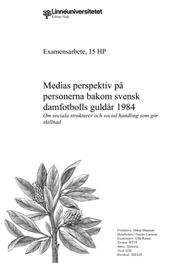 Medias Perspektiv På Personerna Bakom Svensk Damfotbolls Guldår 1984 Om Sociala Strukturer Och Social Handling Som Gör Skillnad