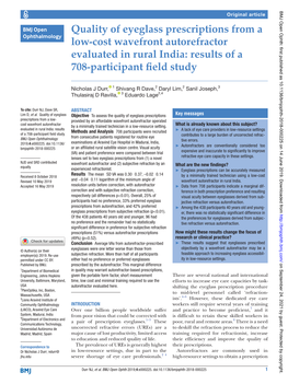 Quality of Eyeglass Prescriptions from a Low-Cost Wavefront Autorefractor Evaluated in Rural India: Results of a 708-Participant Field Study