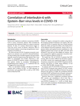 Correlation of Interleukin-6 with Epstein–Barr Virus Level in COVID-19