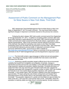 Assessment of Public Comments on the 3Rd Draft Mute Swan