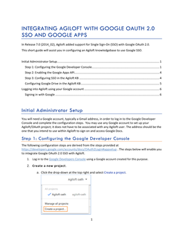 Integrating Agiloft with Google Oauth 2.0 Sso and Google Apps