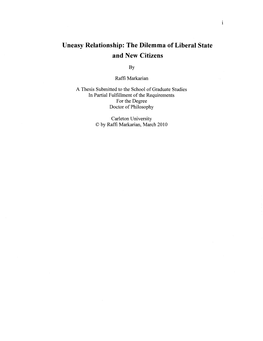 Uneasy Relationship: the Dilemma of Liberal State and New Citizens