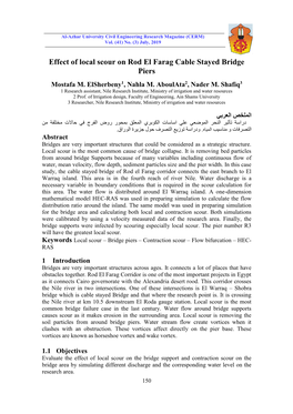 Effect of Local Scour on Rod El Farag Cable Stayed Bridge Piers