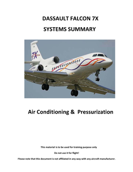 DASSAULT FALCON 7X SYSTEMS SUMMARY Air Conditioning