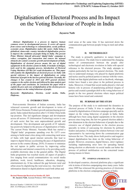 Digitalisation of Electoral Process and Its Impact on the Voting Behaviour of People in India