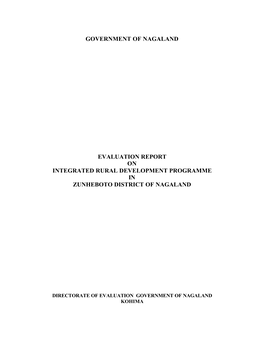 Government of Nagaland Evaluation Report On