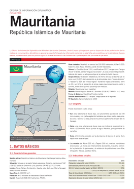 FICHA PAÍS Mauritania República Islámica De Mauritania