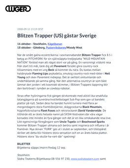 Blitzen Trapper (US) Gästar Sverige