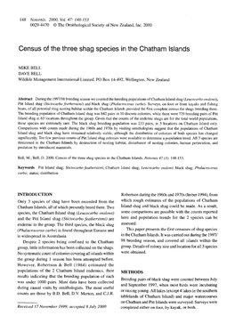 Census of the Three Shag Species in the Chatham Islands