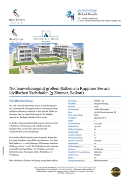 Neubauwohnungmit Großem Balkon Am Ruppiner See Am Idyllischen Yachthafen (3 Zimmer, Balkon)